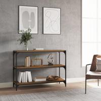 Boekenkast 100x33x70,5 cm bewerkt hout en staal gerookt eiken