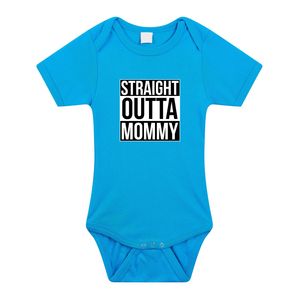 Straight outta mommy geboorte cadeau / kraamcadeau romper blauw voor babys / jongens