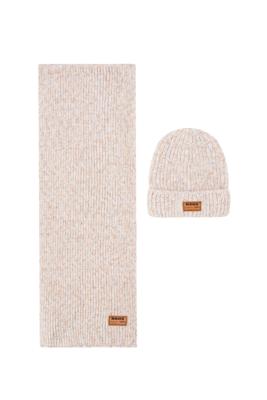 NoNo winter sjaal + muts set meisjes - beige - Raya - gebreid