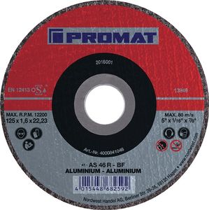 Promat Doorslijpschijf | D125x1,6mm recht | aluminium | gat 22,23 mm - 4000841048 4000841048