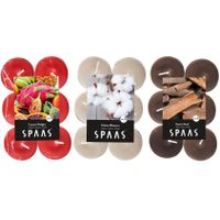 Candles by Spaas geurkaarsen - 36x stuks in 3 geuren - Maxi theelichtjes van 4.5 branduren