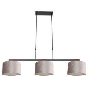 Steinhauer Zwarte hanglamp Stang met taupe velours kappen 3459ZW