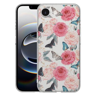 TPU Hoesje iPhone 16e - Butterfly Roses Backcover