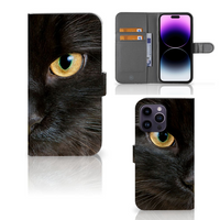 iPhone 15 Pro Max Telefoonhoesje met Pasjes Zwarte Kat