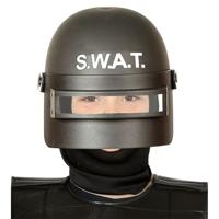Politie SWAT verkleed helm - met vizier - kinderen - zwart - arrestatieteam