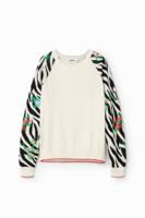 Trui met zebraprint en borduursels - WHITE - M Trui met zebraprint en borduursels - WHITE - M