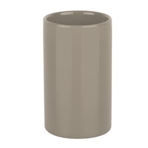 Badkamer drinkbeker/tandenborstelhouder Sienna - porselein - glans beige - 7 x 11 cm