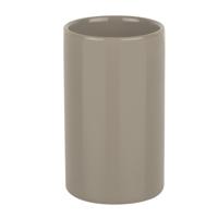 Badkamer drinkbeker/tandenborstelhouder Sienna - porselein - glans beige - 7 x 11 cm