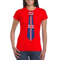 Rood t-shirt met Engeland vlag stropdas dames - thumbnail