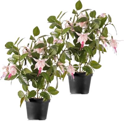 Bellatio flowers & plants Kunstplant met bloemen - 2x - fuchsia roze - 30 cm - Kamerplant met bloeme Bellatio flowers & plants Kunstplant met bloemen - 2x - fuchsia roze - 30 cm - Kamerplant met bloeme