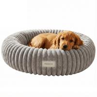 Pecco Luxe hondenmand - Orthopedisch - Rond 70 cm - Lichtgrijs rib