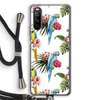 Kleurrijke papegaaien: Sony Sony Xperia 10 III Transparant Hoesje met koord