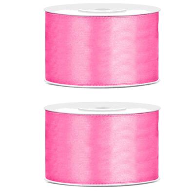 Hobby Sierlint satijn - 2x - Roze - 25 meter - cadeaulint - satijnlint/sierlinten