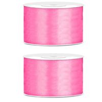 Hobby Sierlint satijn - 2x - Roze - 25 meter - cadeaulint - satijnlint/sierlinten