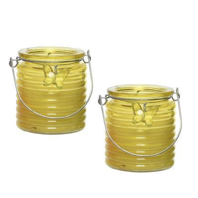 Citronella kaars - 5x - in windlicht - geel - 20 branduren - citrusgeur