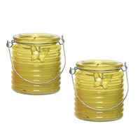 Citronella kaars - 5x - in windlicht - geel - 20 branduren - citrusgeur