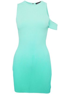 David Koma robe en maille nervurée à coupe courte - Vert