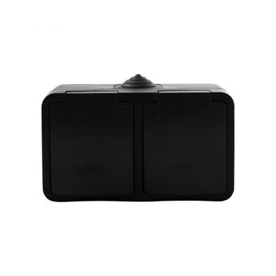 Ac Conttdoos opbouw - 2-voudig - horizontaal - zwart