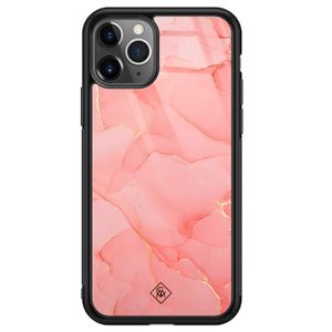 iPhone 11 Pro Max glazen hardcase - Marmer roze