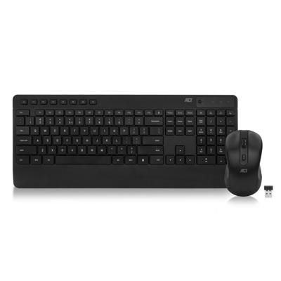 ACT AC5725 Bundel | Draadloos Qwerty Multimedia Toetsenbord + Muis | USB-A Dongle | Zwart
