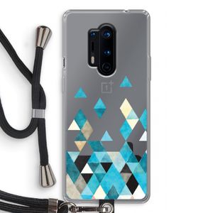Gekleurde driehoekjes blauw: OnePlus 8 Pro Transparant Hoesje met koord