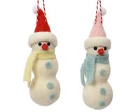 Sneeuwpop wol d4.5h16 cm a2 kerst - Decoris