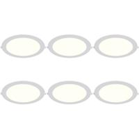 LED Downlight Inbouwspot 6 Stuks - Brinton Thin - 18W 1760lm 120° Bundelhoek - Natuurlijk Wit 4000K - IP40 - Rond - Wit - Ø229mm Buitenmaat - Ø205mm Zaagmaat