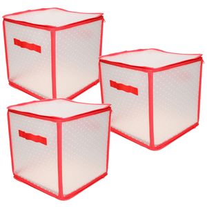 3x Kerstballen opruimen/opbergen opbergboxen 31 x 31 cm voor 27 kerstballen