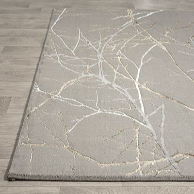 Laagpolig Takkendesing Vloerkleed Grijs/Goud-80 x 300 cm