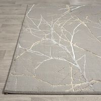 Laagpolig Takkendesing Vloerkleed Grijs/Goud-80 x 300 cm