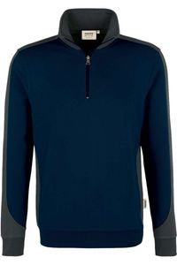 HAKRO 476 Comfort Fit Half-Zip Sweater donkerblauw/antraciet, Tweekleurig