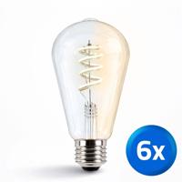 Tuya slimme led filament lamp goud - E27 fitting Edison - Dual White - voordeelset van 6