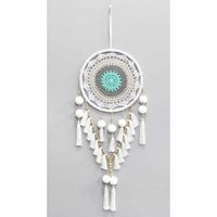 Dromenvanger Wit/Turquoise met Pom Pom&apos;s (90 x 30 x 30 cm)