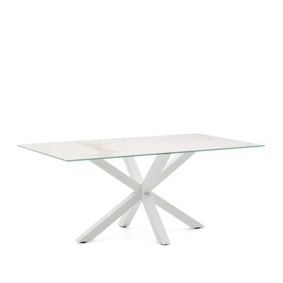 Kave Home Eettafel 'Argo' Iron Moss Keramiek, 180 x 100cm, kleur Wit
