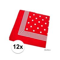 Trendoz Boeren zakdoek - 12x - rood - met stippen - 55 x 55 cm - cowboys - farmers - stof