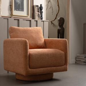 WOOOD Draaifauteuil Oscar Chenille - Salmon