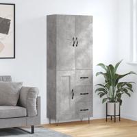 Hoge kast 69,5x34x180 cm bewerkt hout betongrijs