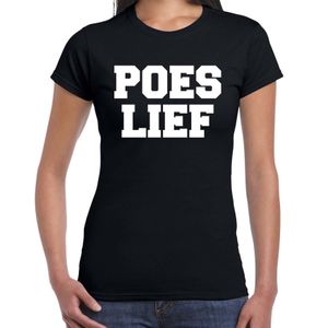 Fun t-shirt poes lief zwart voor dames - fun tekst t-shirt