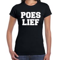 Fun t-shirt poes lief zwart voor dames - fun tekst t-shirt