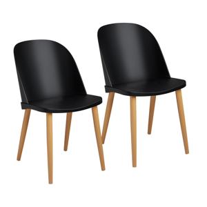 Stoel - set van 2 - tot 150 kg - zitting 43,5 x 43 cm - zwart - rugleuning transparant