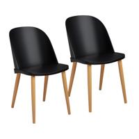 Stoel - set van 2 - tot 150 kg - zitting 43,5 x 43 cm - zwart - rugleuning transparant