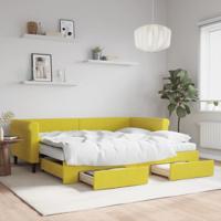 Slaapbank met onderschuifbed en lades 90x200 cm fluweel geel