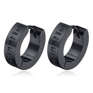 Mendes Rune Script Oorring - Black Viking