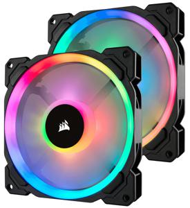 Corsair 2x LL140 RGB Dual Light Loop PC-ventilator Zwart, RGB (b x h x d) 140 x 140 x 25 mm Incl. LED-verlichting