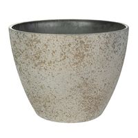 Bloempot/plantenpot - buiten - beige/goud - D19 en H15 cm - kunststof/steenmix - thumbnail