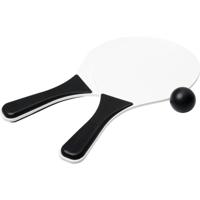 Beachball set buitenspeelgoed - zwart/wit - Hout - Rackets/batjes en bal - Tennis ballenspel