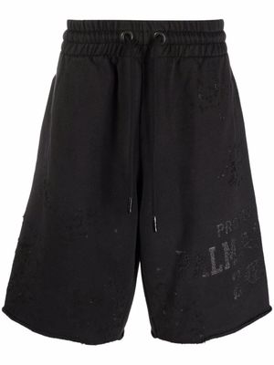 Palm Angels short ample à logo pailleté - Noir