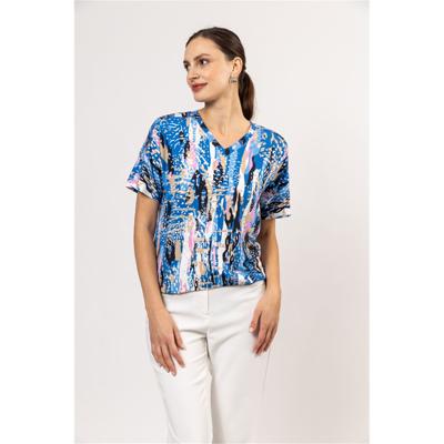 Blouson elastic v-hals korte aangeknipte mouwen