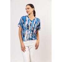 Blouson elastic v-hals korte aangeknipte mouwen