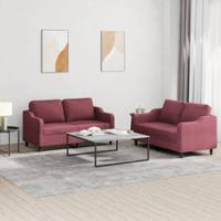 2-delige Loungeset met kussens stof wijnrood